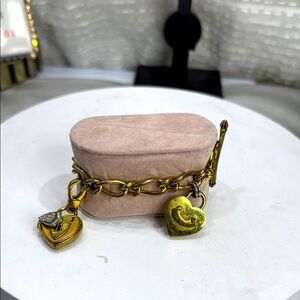 (Z4) Juicy Couture Gold and Silver Stainless Steel Charm Bracelet, Size 7